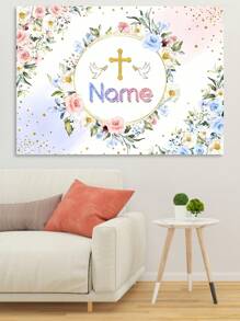 1pc Customizable Baptism Flower Wreath With Greenery, New Design Photo Studio Photography Backdrop Material Mother's Day Graduation,Multi-Functional,Adjustable, Ornamental,Reusable,Exquisite,Adorable,High-Quality,Modern,Colorful,Cute,Comfortable,Stylish,Custom,Personalized,Unique,Ideal Gifts For Him,Ideal Gifts For Her,Home Refresh,Customized Banners & Pennants