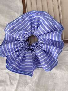 蓝色条纹大号发圈，休闲发髻发带，多功能发饰，头饰 - 彩色 - 查看 3