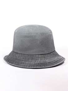 1pc Solid Color Washed Denim Bucket Hat, Fashion Versatile All-Season Casual Sun Hat, Suitable For Men And Women, Travel & Beach