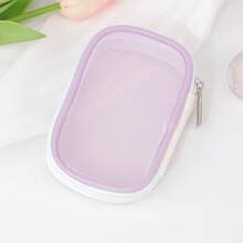 1pc Mesh Travel Storage Bag, Transparent Mesh Makeup Brush Bag, Lipstick Organizer, Small Toiletry Bag, Minimalist, Can Store Mini Makeup Brushes And Sample Skincare Products - Multicolor - View 12