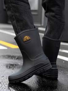 男士雨靴，户外雨天鞋，钓鱼涉水工地建筑水鞋，新款橡胶靴，男士雨鞋，农场畜牧作业鞋，工作鞋，雨季工作鞋 - 黑色 - 查看 7