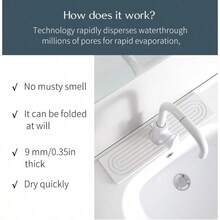 Stone Quick Dry Faucet Mat For Kitchen Sink [Diatomite Super Fast Drying] Stone Faucet Mat For Kitchen Sink Splash Guard Sinks Stone Quick Dry Around Faucets Stones Drying Bathroom Quick Stones Mat - trắng - Xem 6