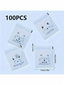 100 个可重复使用的透明三明治袋 - 食品储存、真空密封、厨房整理 - 貓表情 - 查看 2