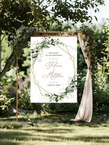 1 件 - 定制波西米亚绿色婚礼海报、个性化定制绿色桉树欢迎标志、定制无框帆布毕业海报、波西米亚绿色婚礼欢迎标志海报、定制日期婚礼派对装饰