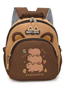 1pc卡通可爱水豚背包，可爱宝宝新款水豚背包，顺滑拉链，多种水豚图案，大容量多口袋，可放书籍、日用品、零食，适合青少年旅行和日常使用 - 卡皮巴拉雙肩包 - 查看 19