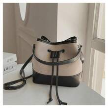 Women's Bags 2025 Niche European And American New Fashion Bags High Quality Shoulder Bags Drawstring Canvas Tote Bags Bucket Bags Drawstring Hobo Bags Women's Drawstring Bucket Bags Shoulder Bags Detachable Shoulder Strap PU Leather Handbags - Marrón - Ver 3
