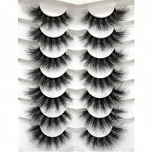 False Eyelashes Faux Mink Lashes Cat-Eye Look 18MM Wispy Long 8D Volume Fake Eyelash Strips 7 Pairs Pack