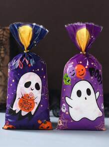25/50/100 Piezas Bolsa de Caramelos de Halloween, Bolsa de Regalo con Patrón de Fantasma, Calabaza y Calavera, Bolsa de Embalaje de Regalo de Halloween, Bolsa de Obsequios de Fiesta de Halloween, Bolsa para Dulces, Bolsa para Snacks y Galletas, Decoración de Trick or Treat para Halloween, Decoraciones de Fiesta de Halloween, Artículos para Fiestas Navideñas, Decoración de Otoño