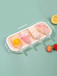 Cartoon Silicone Popsicle Mold - Fun DIY Popsicle & Ice Cream Maker, Snowman/Strawberry/Animal Shapes, Lightweight And Easy To Use - Pink and White Christmas Model [free Lid + 6 Circulation Sticks] - View 4