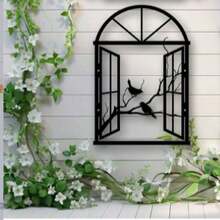 1 件艺术装饰金属窗鸟雕塑，铁艺墙画，适用于客厅、露台、阳台 - 室内/室外花园围栏装饰壁画，户外装饰 - 彩色 - 查看 1