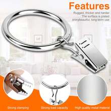Traditional Style Stainless Steel Curtain Clip Rings - Easy Glide, Durable Metal Drapery