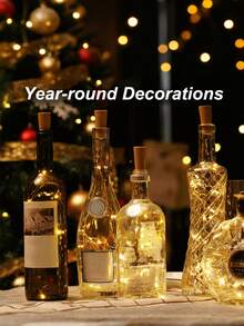 20 件装软木塞酒瓶灯，仙女灯/灯串防水电池供电，适用于罐子派对婚礼圣诞节酒吧装饰、万圣节装饰感恩节秋季灯，暖白色