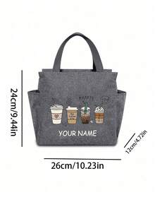 Custom Insulated Bag, "Four Cups Of Coffee" Pattern Lunch Cooler Bag With Black Cutlery Storage Bag, Double Pocket Lunch Box Bag, Large Capacity, Student Meal Insulated Cooler Bag, Portable Travel Picnic Bag, Office School Lunch Bag Insulated Lunch Box, Work Lunch Box, Work Office Holiday Lunch Box, Multi-Functional Camping School Lunch Box, Unisex, Multi-Color Optional - Multicolor - View 11