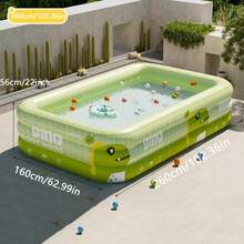 1pc Large Dinosaur Theme Inflatable Swimming Pool With Playground Feature - Durable PVC, Foldable And Portable, Ideal For Family Water Fun And Backyard Pool Parties, Outdoor Water Entertainment|Dinosaur Theme Pool|PVC Inflatable Pool No Sunshade - Multicolor - View 7
