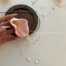 1 szt. Projektant, ręcznie robiony, naszyjnik z kwiatów lilii Calla, damski naszyjnik choker, kryształowa perła, frędzle, łańcuszek na obojczyk, elegancka francuska dekoracja kwiatowa, styl boho, idealny na imprezy i bankiety, wesela, święta, wakacje, randki