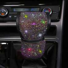 1pc Universal PU Leather Gear Shift Knob Cover, Faux Crystal Rhinestone Decor, Elegant Car Interior Dust-Proof Gear Shift Sleeve, Fashionable Car Accessory, Automotive Essential - one-size - View 7