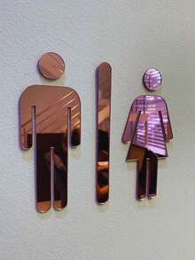 2mm Acrylic Mirrored Bathroom Signage Sign For Company Decoration - 乾枯玫瑰色 - 查看 3