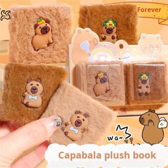 4pcs Capybara Plush Mini Memo Book, Cute Bean Pocket Journal Notebook With Pen