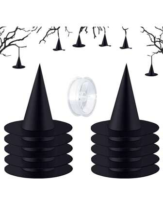 12件/3件-魔法世界-飘逸的巫师帽！惊艳万圣节亡灵节派对装饰，简约装饰，创意家居氛围布置，魔鬼之夜晚宴派对舞厅酒吧夜店个性创意装饰客厅卧室餐厅天花板背景墙精心设计，迎接不给糖就捣蛋，一个充满恐怖与欢乐的万圣节之夜！，圣诞节