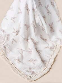 1 pieza Manta de bebé con diseño lindo de conejo, manta decorativa para el hogar para bebés - Blanco - Ver 1