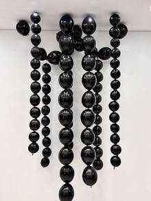 30 quả bóng bay cao su có đuôi để liên kết, màu đen, thích hợp cho tiệc sinh nhật, đám cưới, trang trí tiệc kỷ niệm, vòng hoa bóng bay tự làm - màu đen - Xem 1