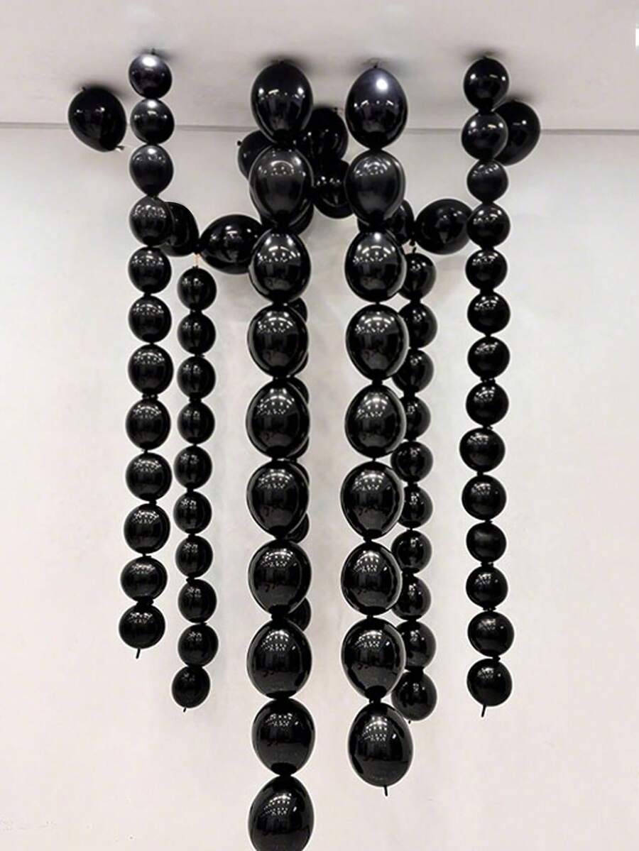 30 quả bóng bay cao su có đuôi để liên kết, màu đen, thích hợp cho tiệc sinh nhật, đám cưới, trang trí tiệc kỷ niệm, vòng hoa bóng bay tự làm - màu đen - Xem 1