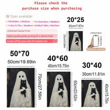 2 件万圣节墙壁艺术、万圣节乡村家居装饰、万圣节装饰、鬼魂万圣节绘画、复古鬼魂绘画、复古风格、万圣节帆布印刷品、墙壁艺术、海报、带框架的墙壁艺术、房间布置、墙壁艺术、房间装饰美学、复古装饰、客厅墙壁艺术 - 帆布上（可选框架）帆布（框架） - 彩色 - 查看 3