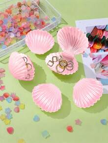 10pcs Shell Shaped Jewelry Storage Box, Mermaid-Themed Mini Shell Boxes, Pink Plastic Mini Sea Shells Necklace Box For Gift, Under The Sea Birthday Party Shower Jewelry Storage Boxes,Mother's Day Graduation Season - Pink - View 2