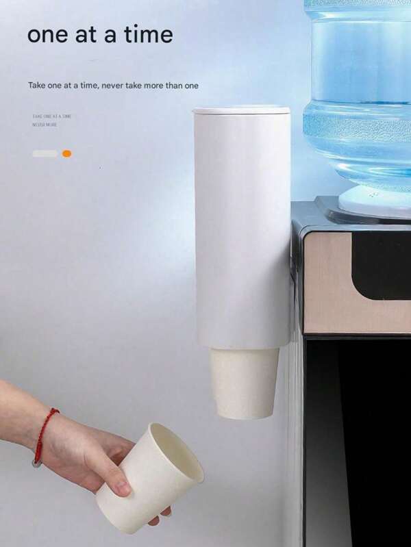 1 peça dispensador de copos de papel descartáveis, suporte para copos de papel de tubo duplo de grande capacidade, suporte para copos de papel resistente à água e antipoeira para casa/restaurante/hotel