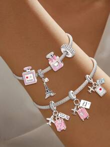 1 PC Silver Plated Touring Plane Camera Tower Perfume Pendant Charm Pendant Ball Suitable For Bracelets DIY Women's Jewelry