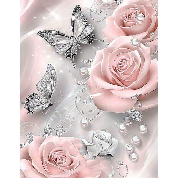 1 Stück 5D DIY Diamantmalerei Set, 30*40cm, Blumen Muster, geeignet für Erwachsene Anfänger, Mosaik Diamant Kunst, Vollbohrung Handarbeit DIY Diamantmalerei, Dekoration für Wohnzimmer, Schlafzimmer, Büro, überraschende Geschenke für Familie und Freunde, ohne Rahmen