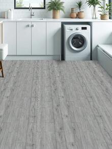 1 Roll 40cm (15.7in) Wide Light Gray Wood Grain Self-Adhesive Floor Sticker, Waterproof Moisture-Proof Anti-Slip Vinyl Floor Decal, Removable For Bathroom Kitchen Living Room Home Decor - A - View 16