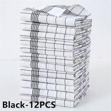 2/4/6/8/12 pièces Chiffons de nettoyage, 2 couleurs Serviettes de cuisine, Serviettes de cuisine à motif quadrillé, 100% coton à rayures et à carreaux Serviettes de cuisine, carreaux bleus, carreaux rouges, carreaux noirs, pour la cuisine et la salle à manger, fournitures de cuisine