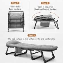 [6-Speed Adjustable Sleeping Bed] 6-Speed Adjustable Sleeping Bed, Folding Camping Bed, Portable Folding Bed, Comfortable Mattress And Pillow, Breathable Fabric, Thick Steel Frame, Free Blanket And Eye Mask, Nap Nap Bed, Single Companion Bed, Suitable For Outdoor Office Home Use.