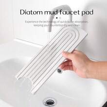 Stone Quick Dry Faucet Mat For Kitchen Sink [Diatomite Super Fast Drying] Stone Faucet Mat For Kitchen Sink Splash Guard Sinks Stone Quick Dry Around Faucets Stones Drying Bathroom Quick Stones Mat - trắng - Xem 5