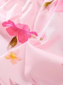 2pcs Baby Girl Cute And Elegant Bow Decor Camisole Dress With Mini Jacket Set, Rose Red