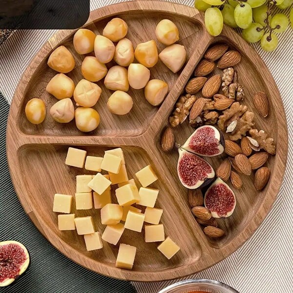 1pc Wooden Tray, Serving Tray, Tea Tray Great For Holding Snacks, Dry Fruits, Fruits, Desserts, Tea Cups, Coffee Cups And Also Used As Jewelry, Bathroom, Home Decor Tray Christmas Gift