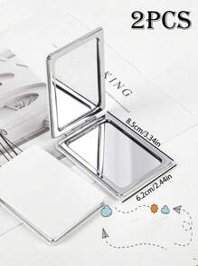 2pcs Double-Sided Foldable Makeup Mirror, Summer Portable Makeup Mirror For Women, PU Leather Travel Makeup Mirror, Minimalist Solid Color Handheld Folding Mirror, White Makeup Mirror, Beauty Makeup Tool,Makeup,Cheap,Room Decor,Vanity,Travel,Bedroom,Makeup Accessories,Mirror,Vanity Mirror,Mini Mirror,Compact Mirror,Mirror Small,Hand Mirror