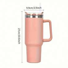 TAIMASI 1pc Lake Green Tumbler With Lid And Straw, 40oz Stainless Steel Insulated Water Bottle With Handle, Gift Drinking Cups, Keeps Cold For 24 Hours Or Hot For 10 Hours, Portable Suitable For Outdoor Camping, Hiking, Driving, And Car Travel - Hồ Xanh - Xem 5