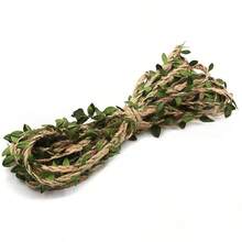 1 Cuộn 10M/5M Ruy băng lá xanh nhân tạo hình cây xanh, Ruy băng lá vải bố, Trang trí dây leo dệt lá xanh nhân tạo, Thích hợp cho Tiệc phiêu lưu trong rừng, Trang trí nhà cửa, Sinh nhật, Đám cưới, Trang trí sân vườn, Trang trí nhà cửa, Trang trí hành lang, Trang trí cầu thang - màu xanh lá - Xem 10