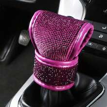 1pc Universal PU Leather Gear Shift Knob Cover, Faux Crystal Rhinestone Decor, Elegant Car Interior Dust-Proof Gear Shift Sleeve, Fashionable Car Accessory, Automotive Essential - one-size - View 12