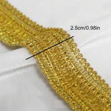 1pc Golden Lace Trim With Elegant Embroidery And Tassel, Suitable For Garments, Hats, Bags, Home Decor Accessories