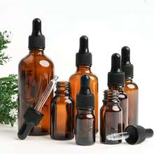 5pcs Amber Glass Dropper Bottles With Glass Dropper Dispenser, Suitable For Essential Oils, Aromatherapy, Perfume, Lab, Pharmaceuticals, Liquids, Travel, Glass Bottles With Glass Dropper, Portable Accessories Storage