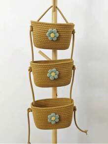 Cotton Woven Storage Basket, Minimalist Style For Living Room Wall Hanging, Snacks, Fruits, Toys Storage, Entryway, Bathroom Storage Box, Home Decor Organizer, Space Saving