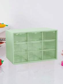 1 pièce Boîte de rangement de bureau à 9 compartiments, boîte de rangement pour bijoux et petits objets, organisateur transparent à plusieurs compartiments, résistant à l'usure, boîte de rangement pour bijoux à 9 compartiments, organisateur de maquillage et de divers éléments, résistant à la poussière.