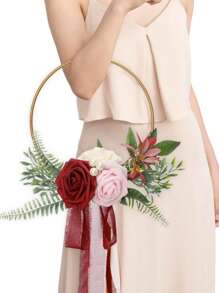 Hochzeit Gold Reifen Brautjungfern Blumenstrauß für Bridal-Shower, Zeremonie Jahrestag Kranz Tischdekorationen zum Aufhängen an der Wand
