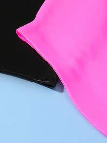 NOVDEARM 2 件装青少年硅胶泳帽，防水高弹力泳帽，无标志 - 彩色 - 查看 5