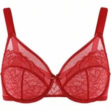 Minimizer Bras Women Full Coverage Underwire Bras Plus Size Lifting Lace Bra Heavy Breast - 珊瑚紅 - 查看 6