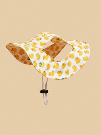 1 stuk schattige polyester zonnehoed met oorgaten, verstelbare zonnehoed voor huisdieren, voorkomt uitglijden, zonwerend, geschikt voor kleine honden, alle seizoenen