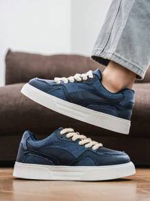 Scarpe da ginnastica sportive casual da uomo taglie comode, con tomaia in tela, adatte per uso all'aperto e pendolarismo con jeans, alla moda